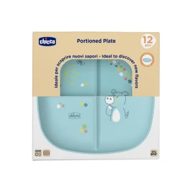 Chicco Talerz 3-dzielny niebieski 12m+