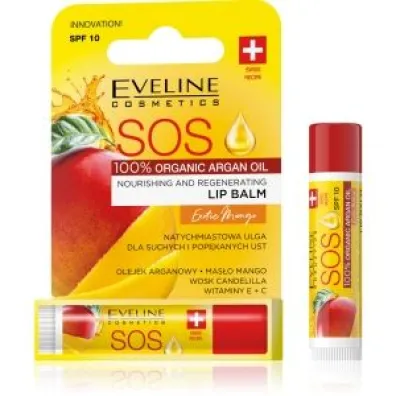 Eveline Cosmetics Exotic Mango SOS 100% Organic Argan Oil Balsam do ust od�ywczo-regeneruj�cy SPF 10 4.5 ml
