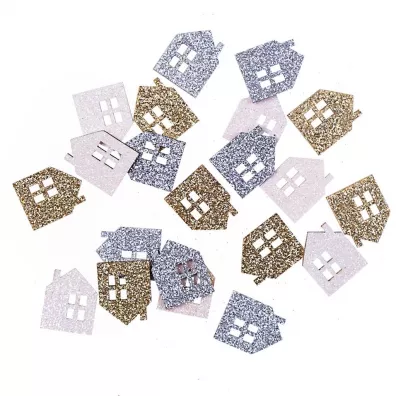 dpCraft Drewniane brokatowe domki 1,7x2,2cm