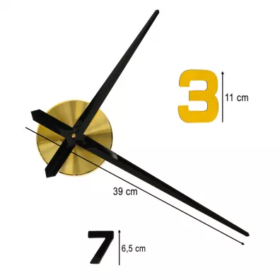 Zegar cienny naklejany DIY regulowany 100-120 cm czarny zoty 12 cyfr
