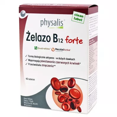 Physalis �elazo + witamina B12 forte Suplement diety 45 tab.