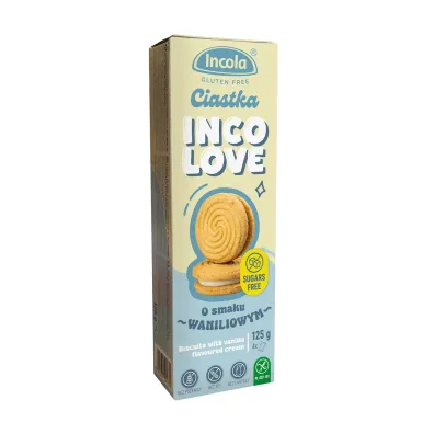 Incola Ciastka markizy z kremem o smaku waniliowym bez cukru bezglutenowe 125 g