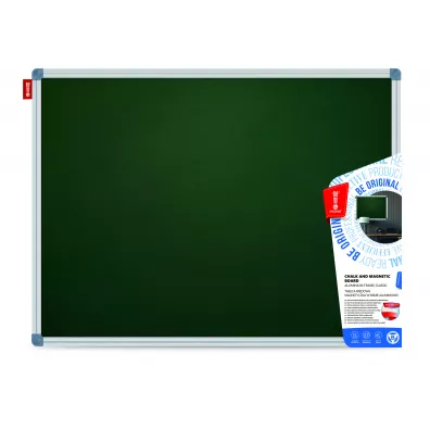 Tablica kredowa magnetyczna zielona, rama aluminiowa classic, 120x90 cm MemoBe