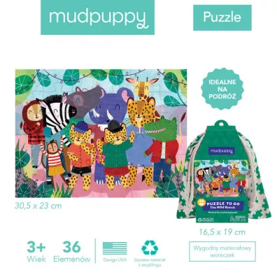 Puzzle podr�ne w woreczku Dzika ekipa 3+ Mudpuppy