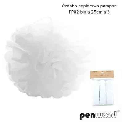 Ozdoba papierowa pompon biaa 25cm