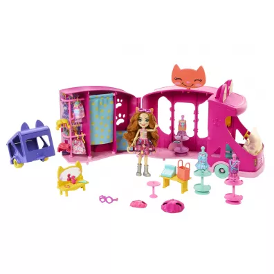 Enchantimals Mobilne studio mody Zestaw + lalka Kotek HPB34 Mattel