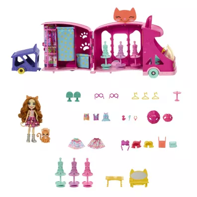 Enchantimals Mobilne studio mody Zestaw + lalka Kotek HPB34 Mattel