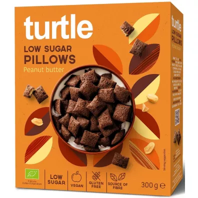Turtle Poduszki zbo�owe z kremem z orzeszk�w ziemnych o niskiej zawarto�ci cukr�w, bezglutenowe 300 g Bio