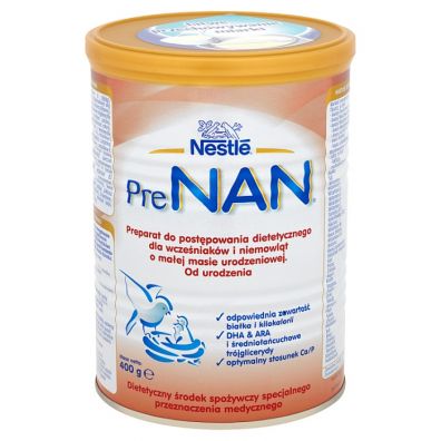 Nestle PreNAN Preparat do postpowania dietetycznego dla wczeniakw i niemowlt od urodzenia 400 g