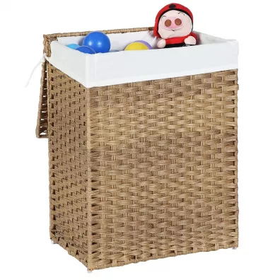 Songmics Kosz stojcy naturalny na pranie 46 cm Brzowy