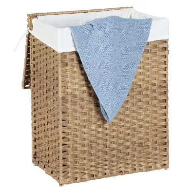 Songmics Kosz stojcy naturalny na pranie 46 cm Brzowy
