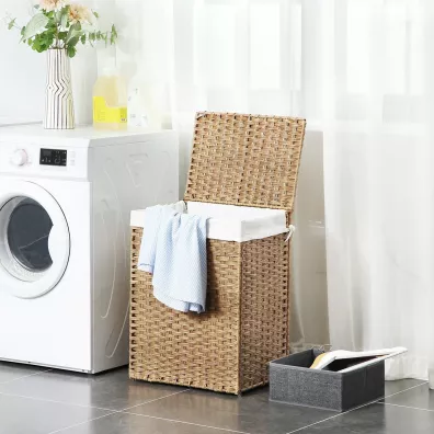 Songmics Kosz stojcy naturalny na pranie 46 cm Brzowy