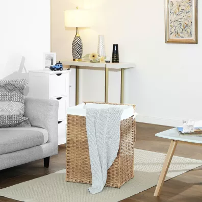 Songmics Kosz stojcy naturalny na pranie 46 cm Brzowy