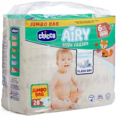Chicco Pieluchy Airy Diapers XL (15-30 kg) Jumbo Bag 28 szt.