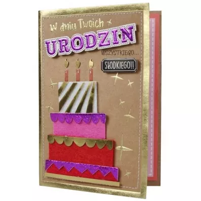 Kukartka Karnet B6 Urodziny tort FR-005