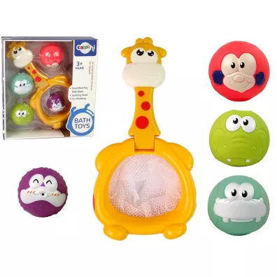 Mini koszyk�wka gumowe pi�ki �yrafa do k�pieli LeanToys