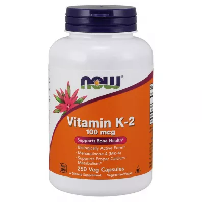 Now Foods Witamina K2 MK4 100 mcg i Lucerna Suplement diety 250 kaps.