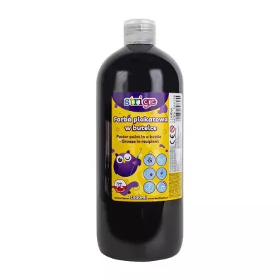 Strigo Farba plakatowa w butelce czarna 1000ml
