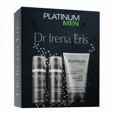 Dr Irena Eris Platinum Men nawilżający balsam po goleniu na dzień 50ml + krem regenerujący do twarzy na dzień i noc 50ml + szampon zagęszczający włosy 125ml 3 szt.