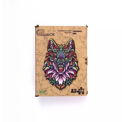 Puzzle drewniane eko 120 el. Tajemniczy wilk A3 Maksik