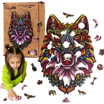 Puzzle drewniane eko 120 el. Tajemniczy wilk A3 Maksik