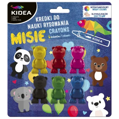 Derform Kredki misie do nauki rysowania 6 szt.