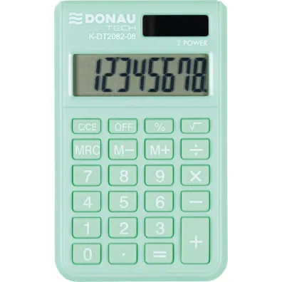 Kalkulator kieszonkowy DONAU TECH wym. 97x60x10 mm jasnozielony