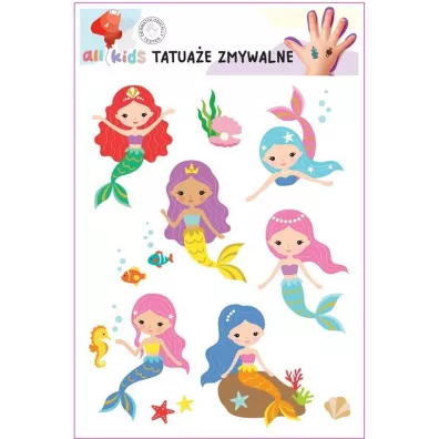 Tatua�e zmywalne dla dzieci Pi�kne syrenki All4Kids