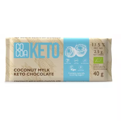 Cocoa Czekolada keto kokosowa z olejem MCT bez dodatku cukru 40 g Bio