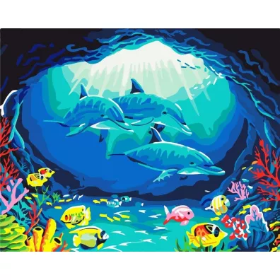 ArtiFly Malowanie po numerach - Rodzina delfin�w 40x50cm