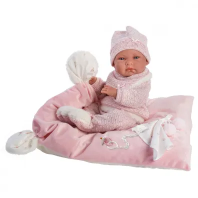 Lalka 73860 bobas Nica na rowym kocyku 38cm Llorens