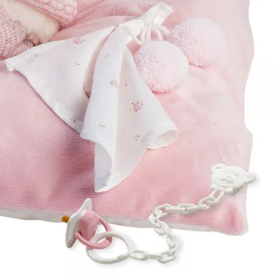 Lalka 73860 bobas Nica na rowym kocyku 38cm Llorens