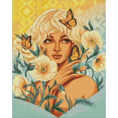 Ideyka Diamentowa mozaika - Dziewczyna z motylami 40x50cm