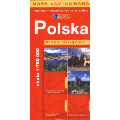 Polska. Laminowana mapa drogowa