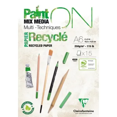 Clairefontaine Blok A6 papier z recyklingu 250g 15ark