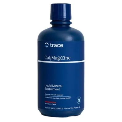 Trace Minerals Liquid Cal/Mag/Zinc - smak truskawkowy suplement diety 946 ml