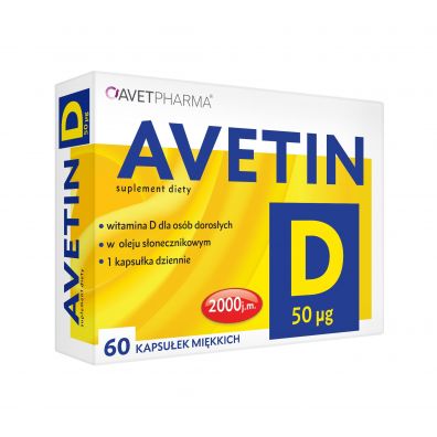 Avet Pharma Avetin D 50 ug (2000 IU) suplement diety 60 kaps.