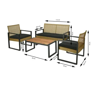 ProGarden Zestaw mebli ogrodowych pleciony rattan 4 el.