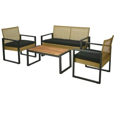ProGarden Zestaw mebli ogrodowych pleciony rattan 4 el.
