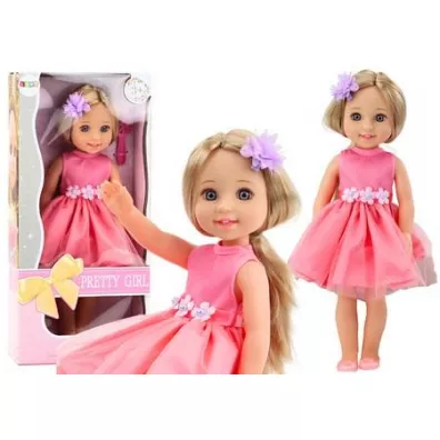 Lalka w r�owej sukience 38cm LeanToys