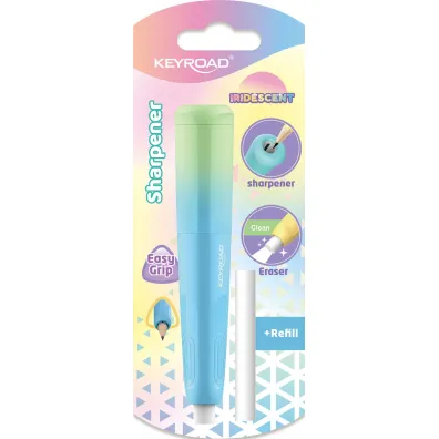 Temper�wka plastikowa z gumk� KEYROAD opalizuj�ca pojedyncza blister 1szt.mix