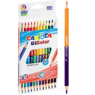 Carioca Kredki owkowe trjktne BiColor 24 kolorw 12 szt.