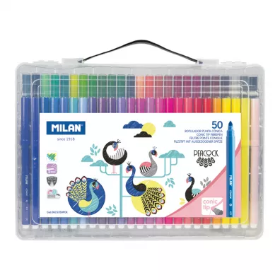Milan Flamastry Peacock w plastikowej walizce 50 szt.