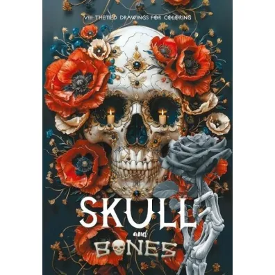Kolorowanka A4 pionowa 8 obrazk�w Skull czerwone