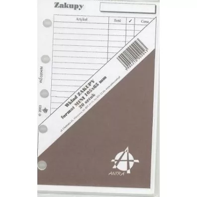 Antra Wkad do organizera Zakupy