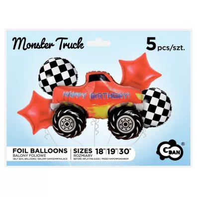 Godan Balony foliowe zestaw Monster Truck 5 szt.