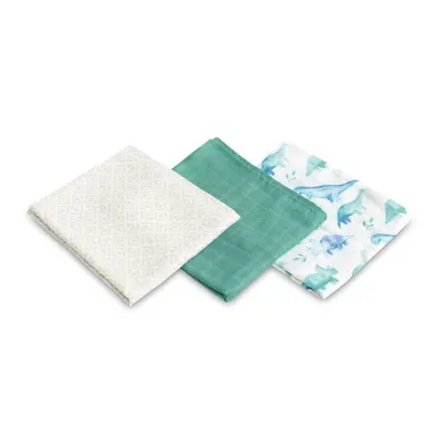 Sensillo Pielucha bambusowa 3-pak dino green 70x80cm
