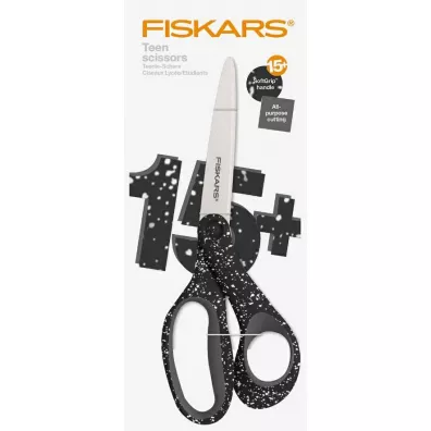 Fiskars Noyczki dla nastolatkw 20cm czarne w biae kropki