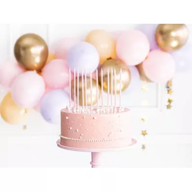 PartyDeco �wieczki urodzinowe - g�adkie jasno r�owe - 14cm, 12 szt.