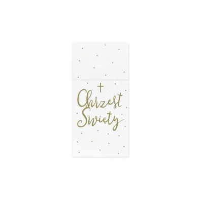 PartyDeco Kieszonka na sztu�ce bia�a Chrzest 10x20cm